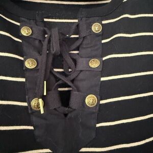 Jones New York Black and White Striped Blouse